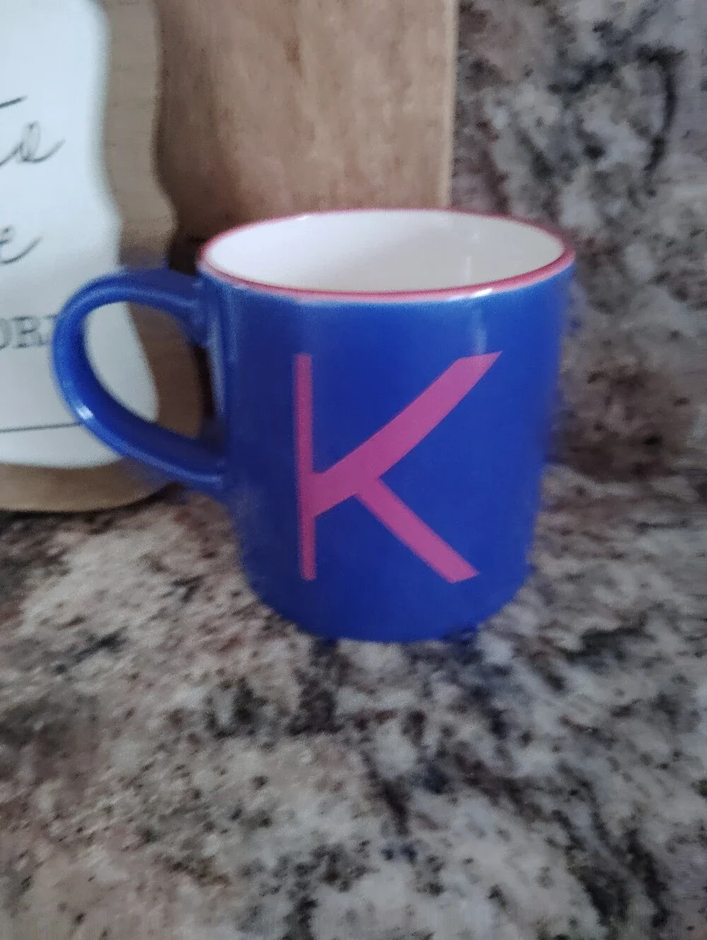 Letter K Opalhouse Target Stoneware Monogram Coffee Mug  Blue Pink 16oz